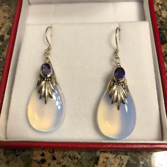 Sea Glass Amethyst Dangling Earrings Retail 118.0 NWT - Picture 3 of 5